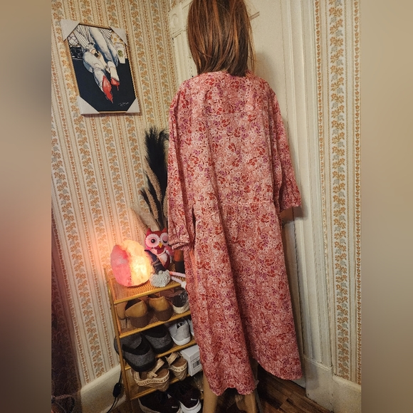 Terra & Sky Womens Plus NWT Dress Sz 4X (28w - 30w) Tie Front Rose White - Picture 6 of 9